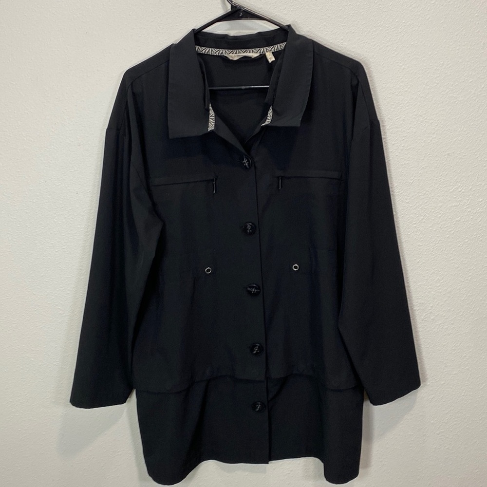 Soft Surroundings Go Lively Convertible Button Front Jacket Black